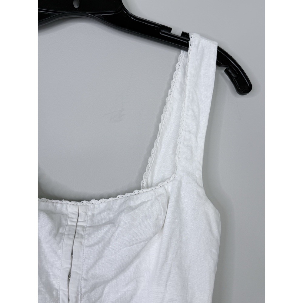 Reformation Women's White Tagliatelle Linen Dress Corset Top Lace Trim Sz 2 - Picture 4 of 8